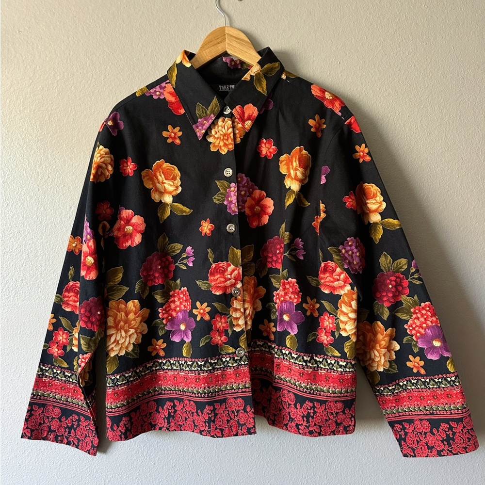 Amazing Vintage 90s Bright Floral Autumn Jacket